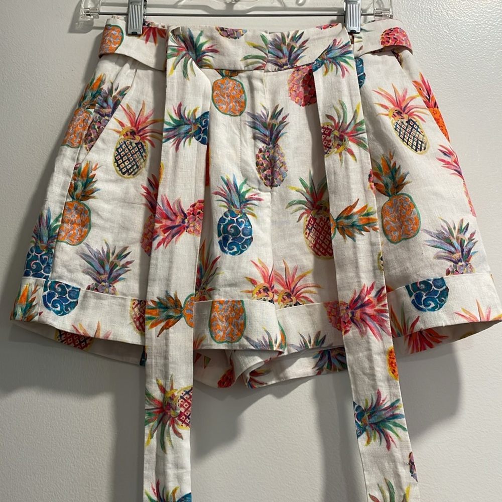 J. Crew White Tropical Pineapple Shorts Sz0 - Picture 6 of 12